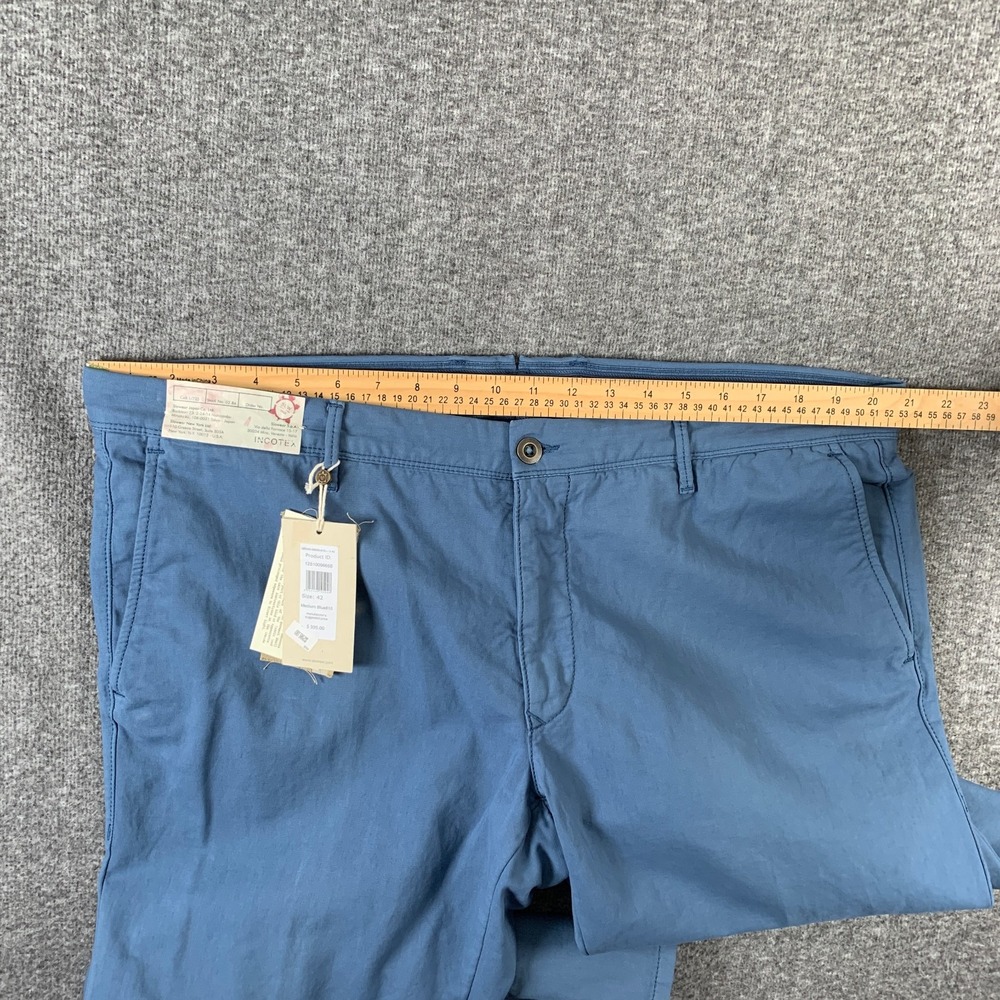 Incotex Pants Men 42x34 Blue Stretch Chino Trousers Slacks NEW - Picture 9 of 16